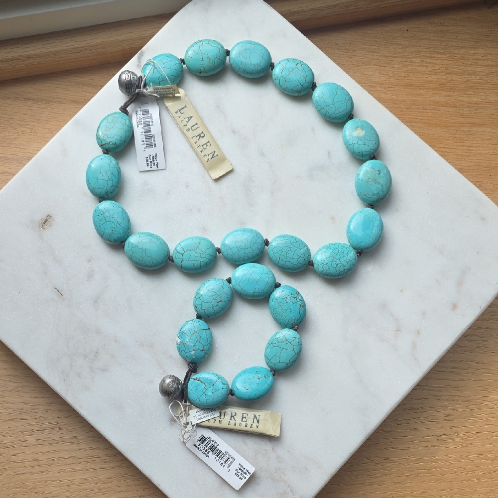 New With Tags Ralph Lauren turquoise  beaded jewelry set.